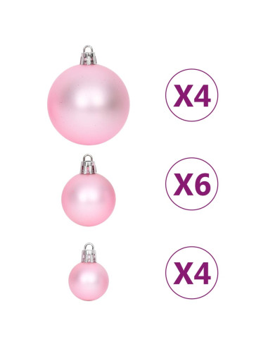 Set Addobbi di Natale 108 pz Bianco e Rosa