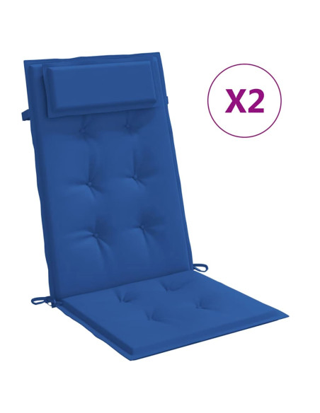 Cuscini Sedia con Schienale Alto 2 pz Blu Reale Tessuto Oxford