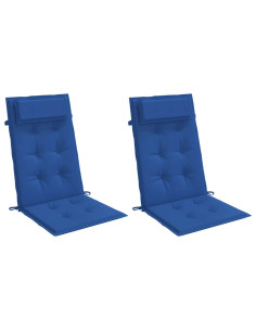 Cuscini Sedia con Schienale Alto 2 pz Blu Reale Tessuto Oxford 2