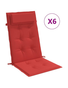 Cuscini per Sedia con Schienale Alto 6 pz Rosso Tessuto Oxford
