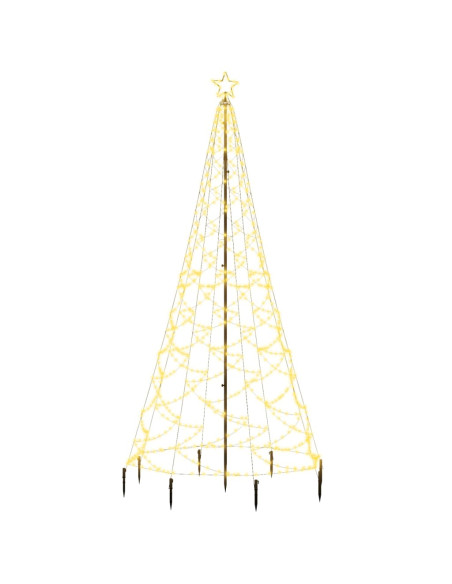 Albero di Natale con Palo in Metallo 500 LED Bianco Caldo 3 m
