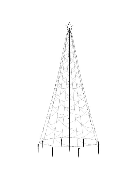 Albero di Natale con Palo in Metallo 500 LED Bianco Caldo 3 m