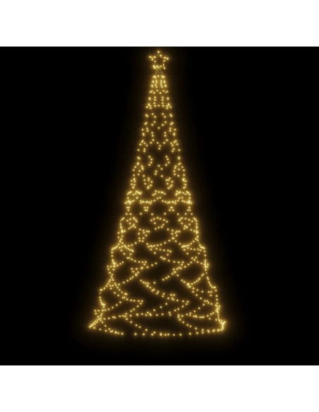 Albero di Natale con Palo in Metallo 500 LED Bianco Caldo 3 m