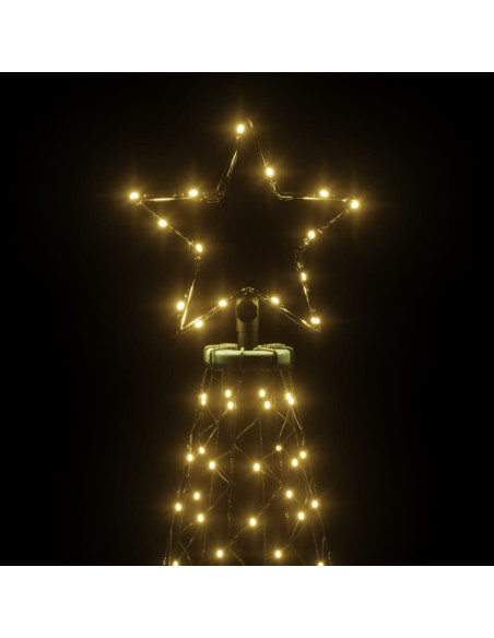 Albero di Natale con Palo in Metallo 500 LED Bianco Caldo 3 m