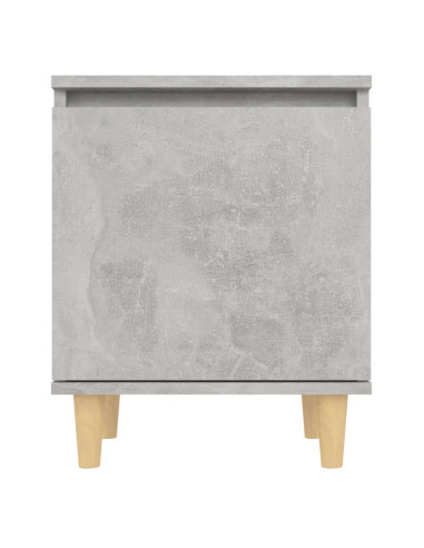 Comodino con Gambe in Legno Massello Grigio Cemento 40x30x50 cm
