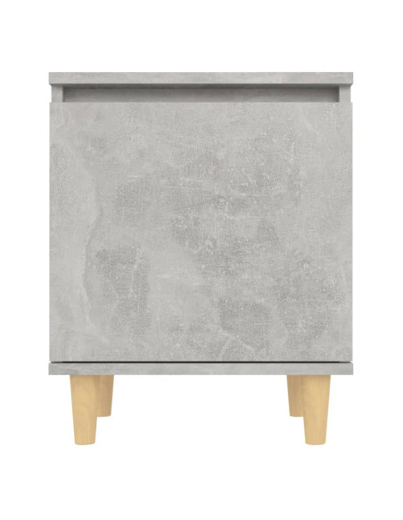 Comodino con Gambe in Legno Massello Grigio Cemento 40x30x50 cm