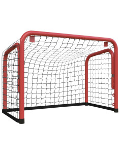 Porta Hockey Rete Rossa e Nera 68x32x47 cm Acciaio e Poliestere