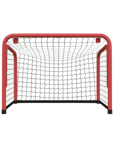 Porta Hockey Rete Rossa e Nera 68x32x47 cm Acciaio e Poliestere 2