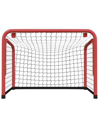 Porta Hockey Rete Rossa e Nera 68x32x47 cm Acciaio e Poliestere