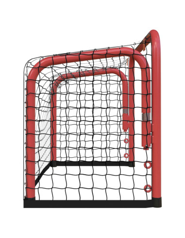 Porta Hockey Rete Rossa e Nera 68x32x47 cm Acciaio e Poliestere