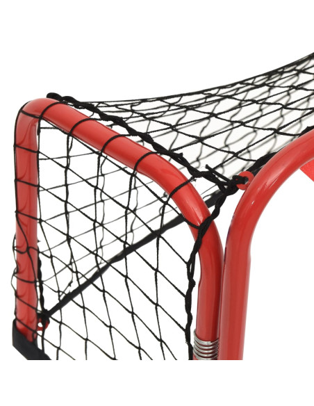 Porta Hockey Rete Rossa e Nera 68x32x47 cm Acciaio e Poliestere