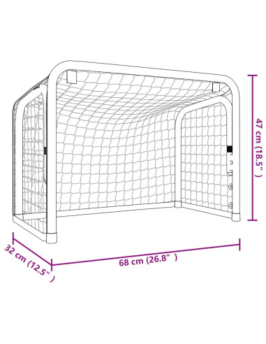 Porta Hockey Rete Rossa e Nera 68x32x47 cm Acciaio e Poliestere