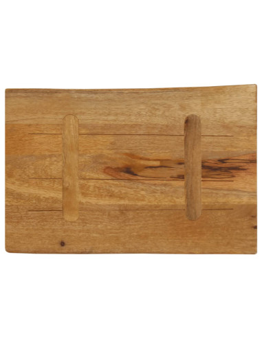 Piano Tavolo 50x40x2,5 cm Bordi Vivi in Legno Massello di Mango