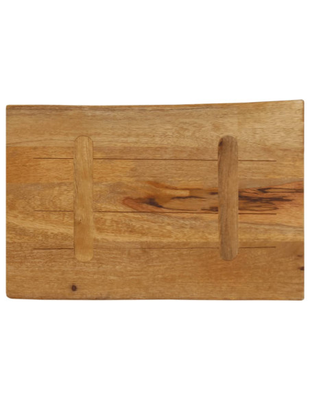 Piano Tavolo 50x40x2,5 cm Bordi Vivi in Legno Massello di Mango