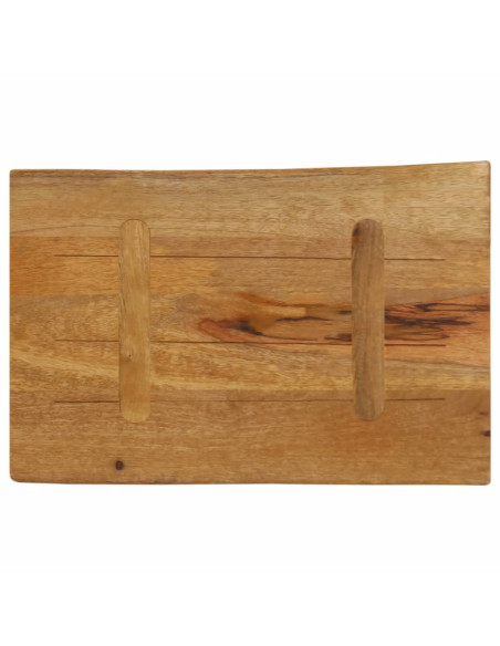 Piano Tavolo 70x40x2,5 cm Bordi Vivi in Legno Massello di Mango