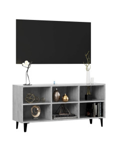 Mobile TV con Gambe in Metallo Grigio Cemento 103,5x30x50 cm 2