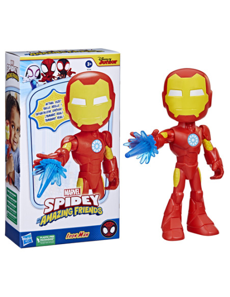 Marvel Spidey e I Suoi Fantastici Amici, mega Iron Man, action figure da 22,5 cm, giocattolo prescolare, per bambini dai 3 anni 