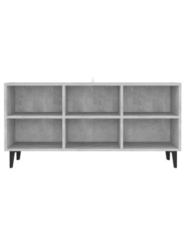 Mobile TV con Gambe in Metallo Grigio Cemento 103,5x30x50 cm
