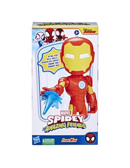 Marvel Spidey e I Suoi Fantastici Amici, mega Iron Man, action figure da 22,5 cm, giocattolo prescolare, per bambini dai 3 anni 