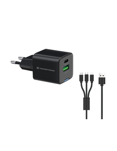 Conceptronic ALTHEA16B Caricabatterie per dispositivi mobili Universale Nero AC Ricarica rapida Interno