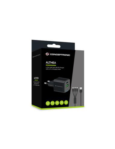 Conceptronic ALTHEA16B Caricabatterie per dispositivi mobili Universale Nero AC Ricarica rapida Interno