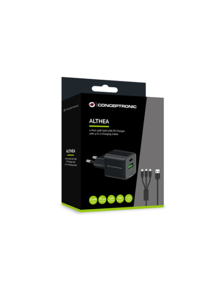 Conceptronic ALTHEA16B Caricabatterie per dispositivi mobili Universale Nero AC Ricarica rapida Interno