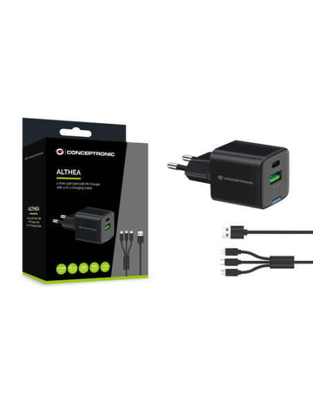 Conceptronic ALTHEA16B Caricabatterie per dispositivi mobili Universale Nero AC Ricarica rapida Interno