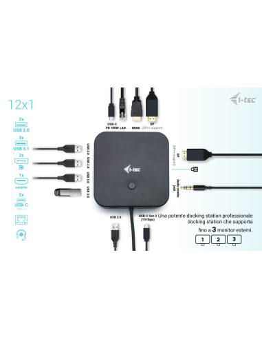 i-tec USB-C HDMI Dual DP Docking Station with Power Delivery 100 W