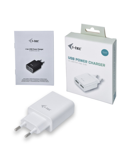 i-tec CHARGER2A4W Caricabatterie per dispositivi mobili Telefono cellulare Bianco AC Interno