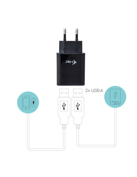 i-tec CHARGER2A4B Caricabatterie per dispositivi mobili Telefono cellulare Nero AC Interno