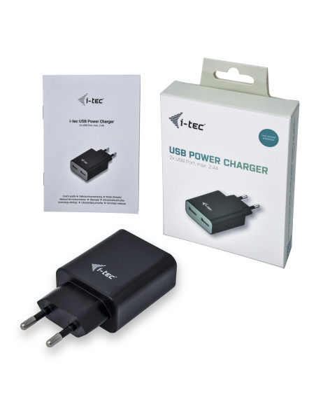 i-tec CHARGER2A4B Caricabatterie per dispositivi mobili Telefono cellulare Nero AC Interno