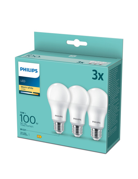 Philips Lampadina 100 W A67 E27 x3