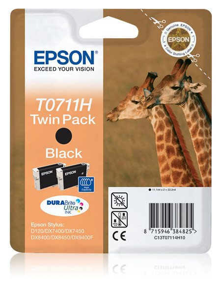 Epson Giraffe Confezione doppia Nero T0711H Inchiostri DURABrite Ultra
