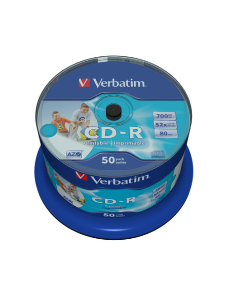 Verbatim CD-R AZO Wide Inkjet Printable no ID 700 MB 52x 50 pz