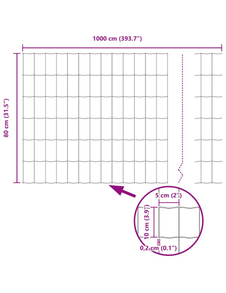 Recinzione con Posto Argento 0,8 x 10 m Acciaio