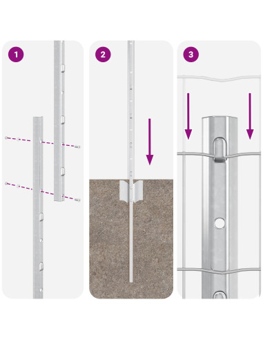 Recinzione con Posto Argento 1,4 x 10 m Acciaio
