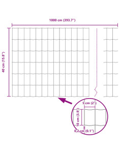 Recinzione con Posto Argento 0,4 x 10 m Acciaio 2