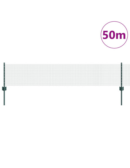 Recinzione in Filo Saldato  con 22 Pali U Verde 0.4x50 m Acciaio