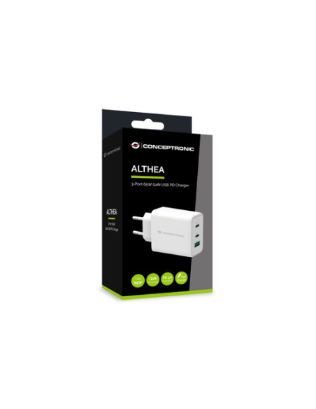 Conceptronic ALTHEA12W Caricabatterie per dispositivi mobili Universale Bianco AC Ricarica rapida Interno