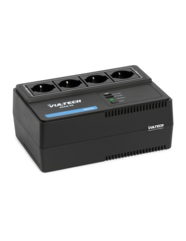 Vultech UPS700VA-XS - Gruppo di continuità 700VA 4x Bipasso/Schuko + 2x USB