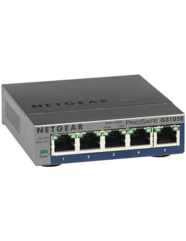 NETGEAR GS105E-200PES switch di rete Gestito L2/L3 Gigabit Ethernet (10/100/1000) Grigio
