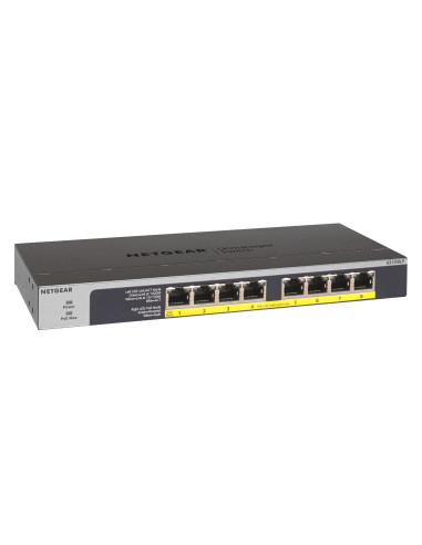 NETGEAR GS108LP Non gestito Gigabit Ethernet (10/100/1000) Supporto Power over Ethernet (PoE) 1U Nero, Grigio