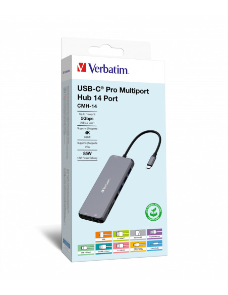 Verbatim CMH-14 USB tipo-C 5000 Mbit/s Argento