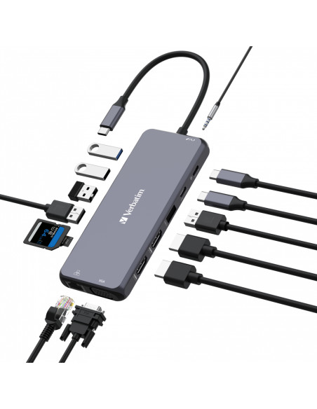 Verbatim CMH-14 USB tipo-C 5000 Mbit/s Argento