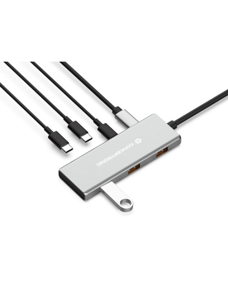 Conceptronic HUBBIES17G hub di interfaccia USB 3.2 Gen 2 (3.1 Gen 2) Type-C 10000 Mbit/s Grigio