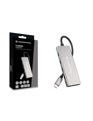 Conceptronic HUBBIES17G hub di interfaccia USB 3.2 Gen 2 (3.1 Gen 2) Type-C 10000 Mbit/s Grigio