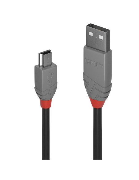 Lindy 36722 cavo USB USB 2.0 1 m USB A Mini-USB B Nero, Grigio