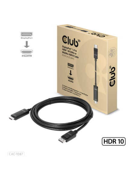 CLUB3D CAC-1087 cavo e adattatore video 3 m DisplayPort HDMI Nero