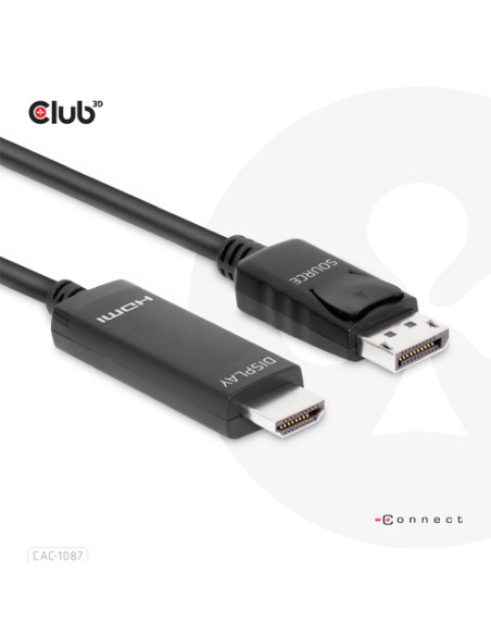 CLUB3D CAC-1087 cavo e adattatore video 3 m DisplayPort HDMI Nero