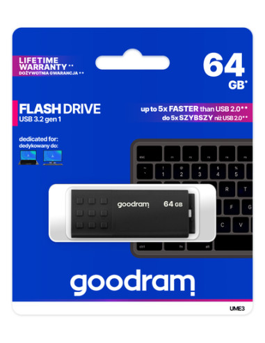 Goodram UME3 unità flash USB 64 GB USB tipo A 3.2 Gen 1 (3.1 Gen 1) Nero